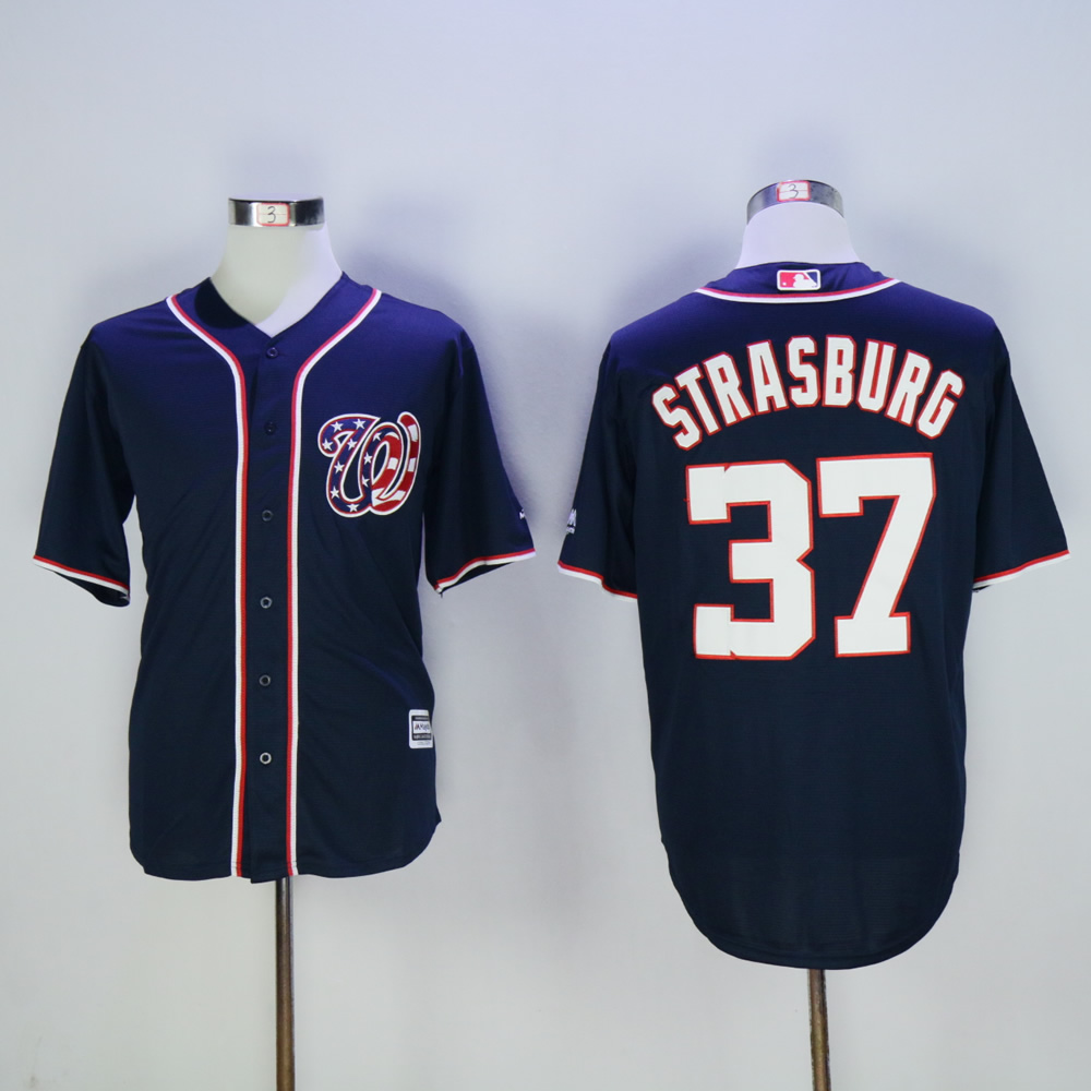 Men Washington Nationals #37 Strasburg Blue MLB Jerseys->washington nationals->MLB Jersey